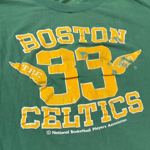 Vintage Boston Celtics 33 Tee – “Terry Loves Larry” – Green/Yellow – Vntg Sz M/L - Picture 2 of 8
